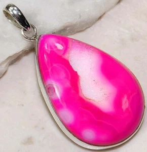 Natürlicher rosa Botswana Achat 925 massiv Sterlingsilber Anhänger Schmuck @15-3 - Bild 1 von 1