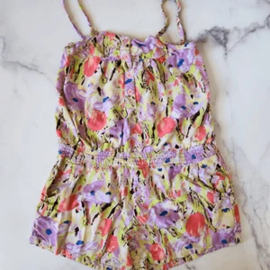 Real Love large 10-12 girls floral shorts romper pull on one piece spaghetti str - Picture 1 of 5