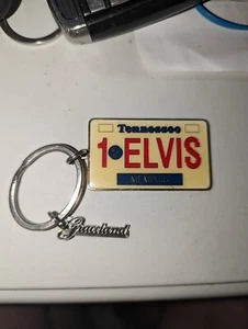 Vintage Elvis Presley Enamel Souvenir Keychain W Grace Land - Picture 1 of 9