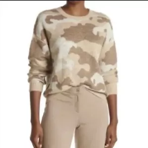 New NWT Lucky Brand Women’s Wool Blend Muted Camo Print Fuzzy Sweater Size M - Picture 1 of 12