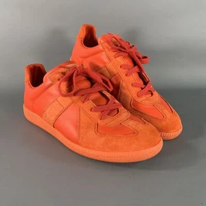 MAISON MARGIELA Size 9 Orange Leather Suede 70's Style Sneakers - Picture 1 of 9