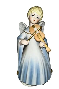 Schmid Bros Music Box Rotating Angel Girl playing violin figurine Japan 7,5" H - Picture 1 of 4