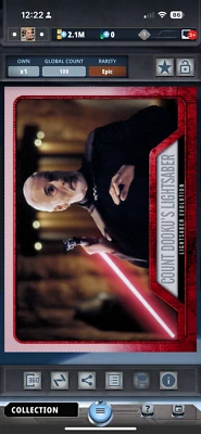 Topps Star Wars Digital Card Trader - Evolution Lightsaber - Count Dooku  -100cc - Image 1 of 2