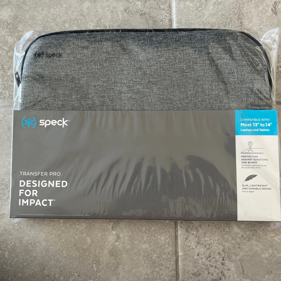 Speck Transfer Pro Pocket Sleeve for 15" to 16" Laptop Tablet Heather Gray