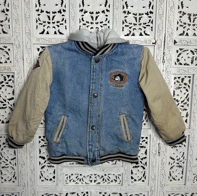 Chaqueta Universitaria NIÑOS De Colección Disney Store Mickey Mouse League Denim Con Capucha Talla 5/6 Foto 1 de 4
