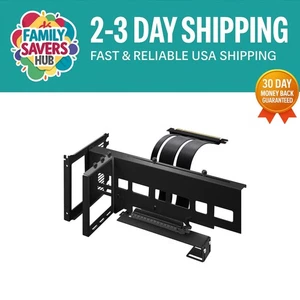 PCIe 4.0 GPU Halter mit 90 Grad rechtwinkligem Riser Kabel - Schwarz - Bild 1 von 9