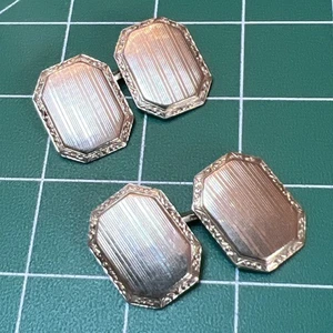 Antike Art Deco CCO W 14k massiv Weißgold Herren Manschettenknöpfe signiert " - Bild 1 von 12