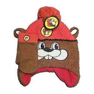 Buc-ee's Neu mit Etikett Kleinkind Strick Biber Ohrenklappe Beanie mit Handschuhen Einheitsgröße - Bild 1 von 4