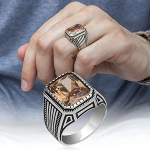 Anillo de citrino de plata esterlina 925 maciza hecho a mano para hombre todas las tallas 12 - Imagen 1 de 1