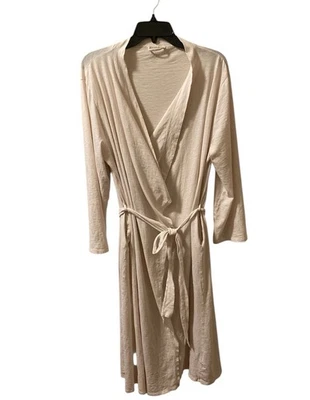 Eileen Fisher Sleepwear Robe by Garnet Hill Beige Sz S Organic Pima Cotton Peru - Image 1 of 4