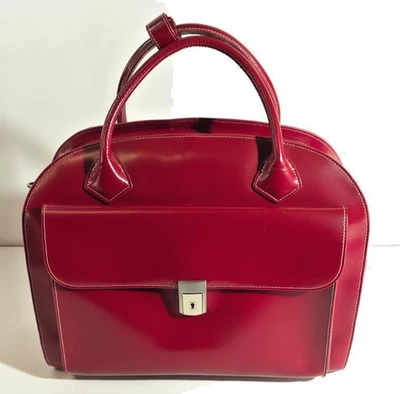 McKLEIN USA GLEN ELLYN 15” Cuero Rojo Desmontable-Ruedas Estuche para Laptop Foto 1 de 4