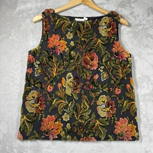 VTG 1970s Aladdin Tapestry Top Womens 12 Side Vents Boho Artsy Hippie Floral - Picture 1 of 12
