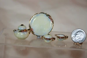 Miniature Dollhouse Jo Parker Fine Porcelain Tea Set Pot Sugar Creamer Pink Rose - Imagen 1 de 14