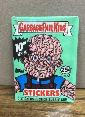 Garbage Pail Kids 10ª Serie 1987 Topps Paquete de Cera Sellada 5 Pegatinas + Goma GPK Foto 1 de 2