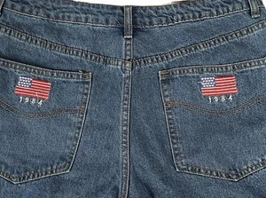 Denim Cutoff Blue Jean Shorts Distressed Embroidered Size Large - Bild 1 von 8