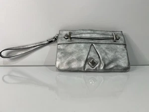 Simply Vera Vera Wang Wristlet Clutch – Silver, Zip Closure, Pockets - Picture 1 of 3