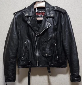 Vintage New Age International schwarze Leder Motorrad Biker Jacke - Größe 48 siehe Bilder - Bild 1 von 24