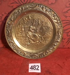 vintage Old Jenny Jones Spinning Jenny Tin Brass Plate Spinning Wheel Welsh. - Picture 1 of 4