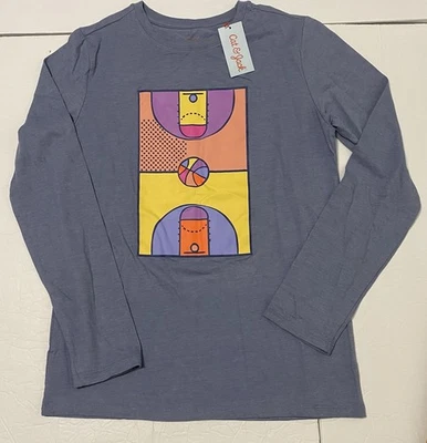 Cat & Jack kids Blue Long Sleeve T-Shirt Size XL (16) Basketball New With Tags - Image 1 of 4