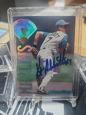 1995 LEAF #191 KURT ABBOTT ON CARD PERSONALLY SIGNED AUTO FLORIDA MARLINS - Image 1 of 3