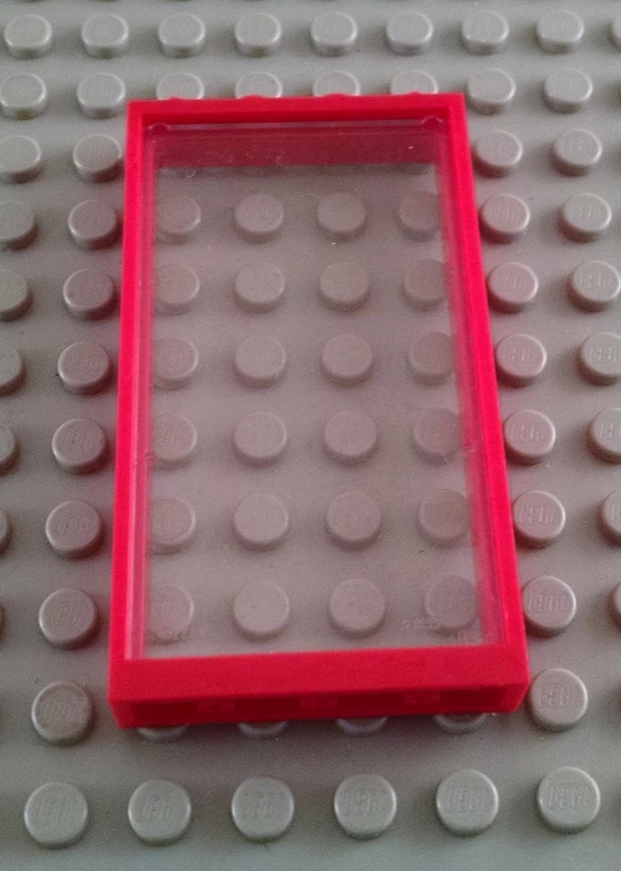 LEGO Red 1x4x6 Window Frame with Clear Glass - Image 1 of 1