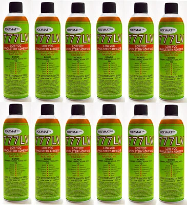 QTY12 777 Polymat FAST TACK FOAM FABRIC CARPET UPHOLSTERY SPRAY GLUE ADHESIVE - Image 1 of 4