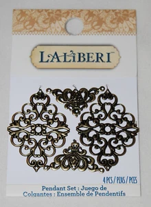Laliberi 4pc Gold Tone Swirl Crown and Diamond Pendants for DIY Jewelry & Crafts - Picture 1 of 4