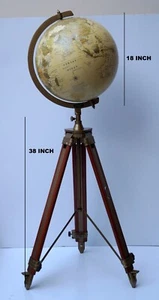 18" World Globe with Tripod Stand Vintage Style Atlas Home Decor & Gift For Kids - Picture 1 of 15