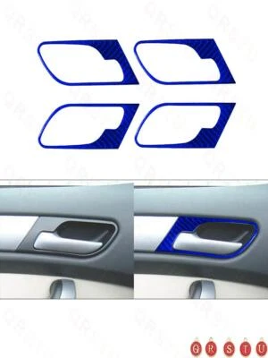 4Pcs Car Door Handle Frame Trim Carbon Fiber Sticker For BMW X5 2000-2006 Blue Foto 1 de 4