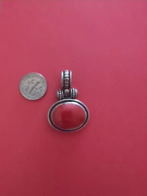 Colgante de plata de ley coral rojo estilo SW bisel conjunto piedra Foto 1 de 3