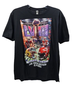 Super Bowl LVIII Kansas City Chiefs Vs San Francisco 49ers Black T Shirt Size L - Picture 1 of 9