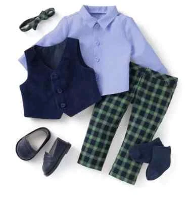 American Girl Janie and Jack Tartan Plaid Boy 18" Doll Outfit Holiday Clothes - Image 1 of 4