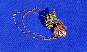 HERBSTLICHE VERKUPFERTE ECHTE AHORNBLATT HALSKETTE John Griffin Schmuck UNIKAT! - Bild 1 von 12