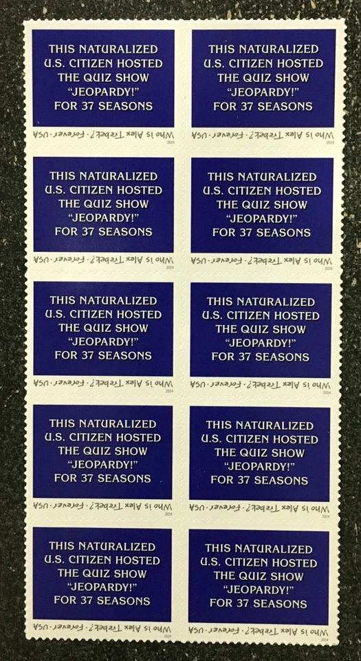 2024USA #5907 Forever Alex Trebek Jeopardy - Block of 10 From Sheet mint postage - Image 1 of 1