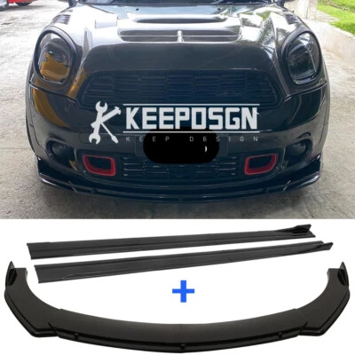 For Mini Cooper Countryman Front Bumper Lip Splitter Spoiler + Side Skirts Foto 1 de 4