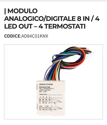 Eelectron - AD84C01KNX-MODULO ANALOGICO/DIGITALE 8 IN / 4 LED OUT – 4 TERMOSTATI - Immagine 1 di 4