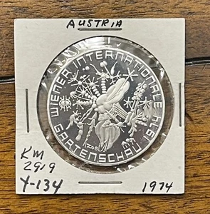 Moneda de plata de 50 chelines de Austria 1974 Intl. Exposición de jardín KM 2919 a prueba de gemas - Imagen 1 de 2