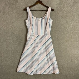 Worth Dress Womens 4 Pink Striped Tweed Sleeveless Cotton Blend Sleeveless Aline - Picture 1 of 7