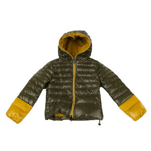 RRP €300 DUVETICA Down Quilted Jacket Size 5Y Colour Block Drawstring Hem Hooded