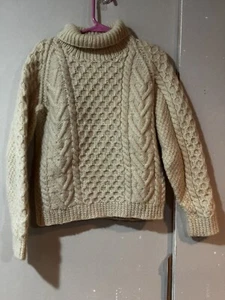HAND MADE DOUBLE IRISH CHAIN CHILDREN'S WOOL FISHERMAN'S HAND KNITTED SWEATER - Picture 1 of 7