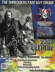 Zakk Wylde Yngwie Malmsteen 2016 Axes & Anchors Cruise Randy Rhoads Tribute ad - Picture 1 of 3