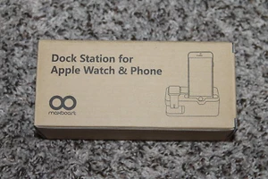 MAXBOOST BAMBOO APPLE WATCH SERIES 2 & IPHONE DOCK STATION BRAND NEW - Picture 1 of 2
