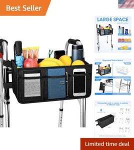 Cesta Andador Plegable Negra con Bolsillos de Malla Extra - Regalo Perfecto para Personas Mayores - Imagen 1 de 9