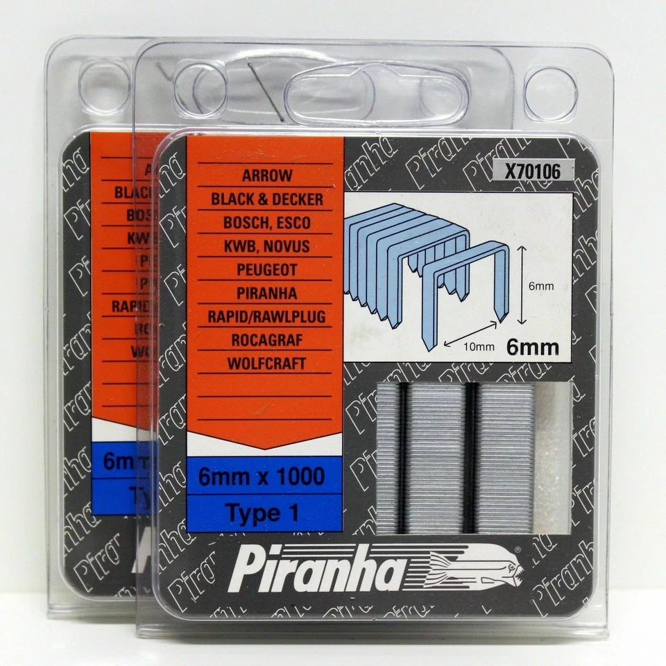 Agrafes Black & Decker X70106 Type 1 6Mm Flèche Bosch Esco Wolcraft (2 Paquets) - Photo 1/1