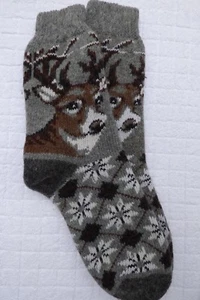 Wool men socks, size 11-12 , deer , wool 100%. - Picture 1 of 4