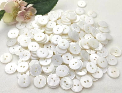 4 Knöpfe rund Perlmutt 15mm weiß Muscheln Rand Knopf Jacke schimmer Damen natur - Bild 1 von 4