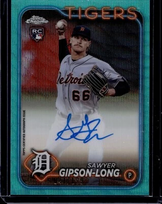 2024 Topps Chrome Rookie Autographs Aqua Wave Sawyer Gipson-Long 41/199 - Image 1 of 2