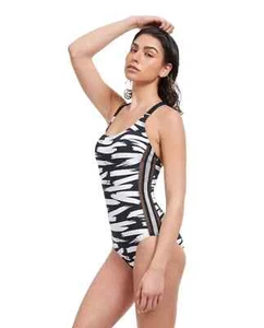 Gottex Free Sport Size 14 Black White Print Y-Back 1-Piece Swimsuit $120 NWT - Picture 1 of 3