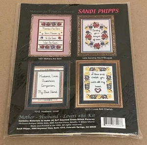 Sandi Phipps Floral liebevolle Verse 4 Kreuzstich Bilder Kit Neu in Verpackung je 5 x 7 Zoll - Bild 1 von 2