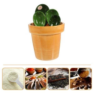Cartoon Cactus Pot Plant Set Ceramic Measuring Spoon Simulation Decor - Picture 1 of 12
